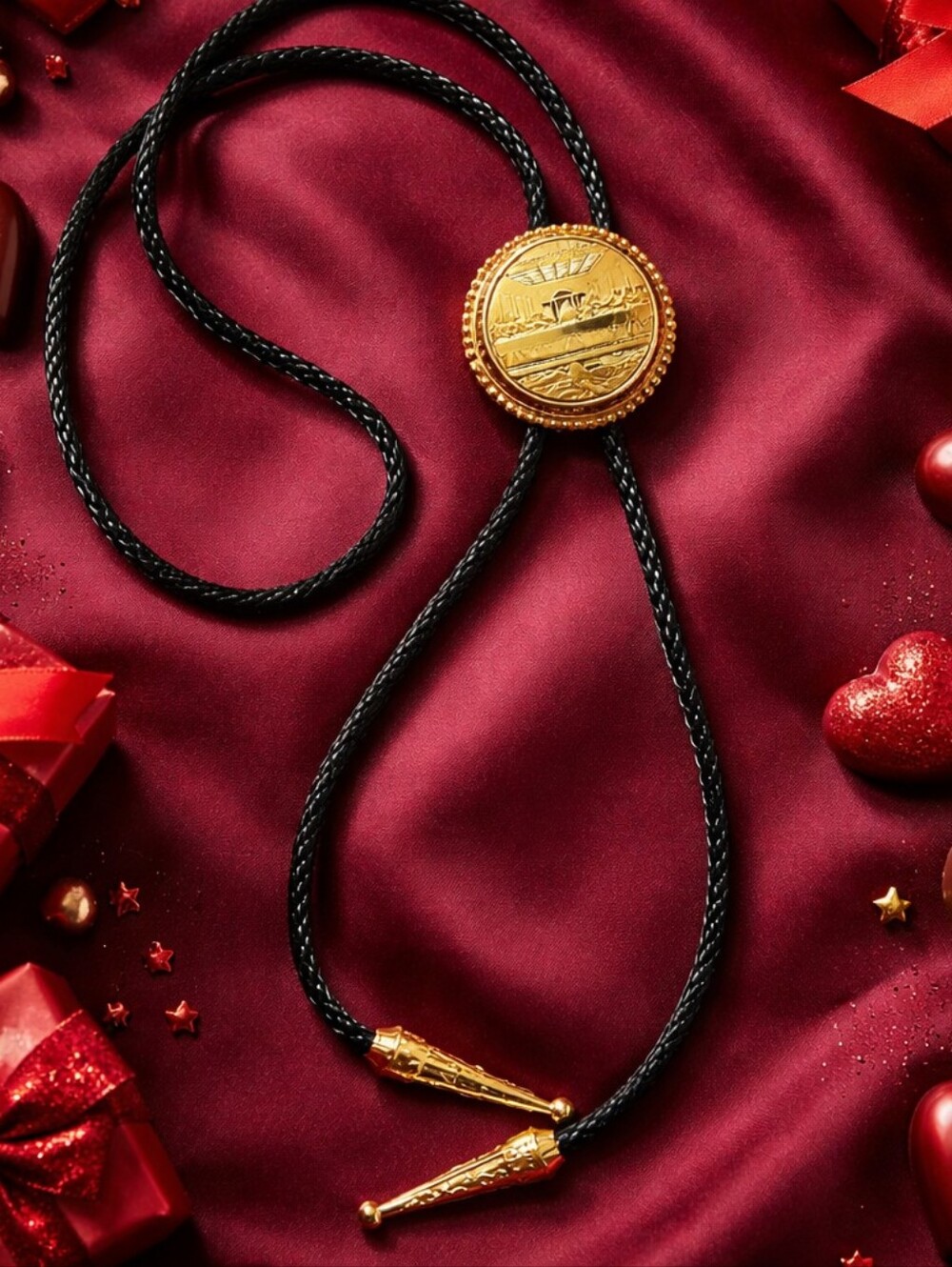 Vintage Gold Tone Last Supper Bolo Tie – Religious Western Necklace – Christian